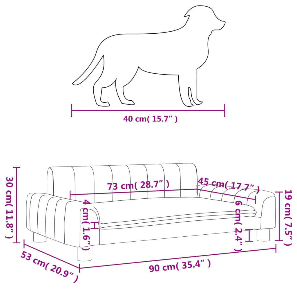 Cama Para Perros De Cuero Sintético Negra 90x53x30 Cm / Vetonek_5