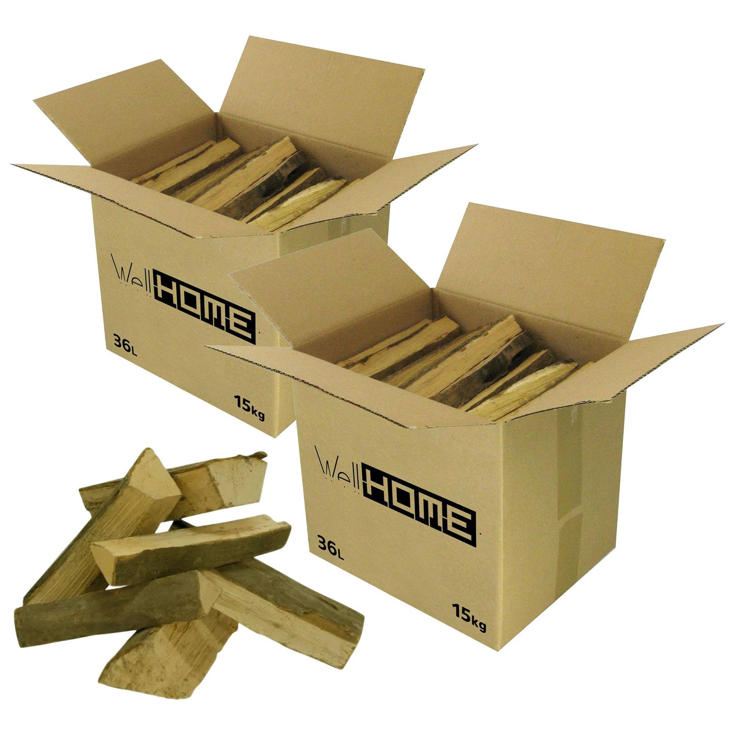 Set 2 Cajas De Leña 30kg (2x15kg) Haya Seca, Palos 30-50cm_0