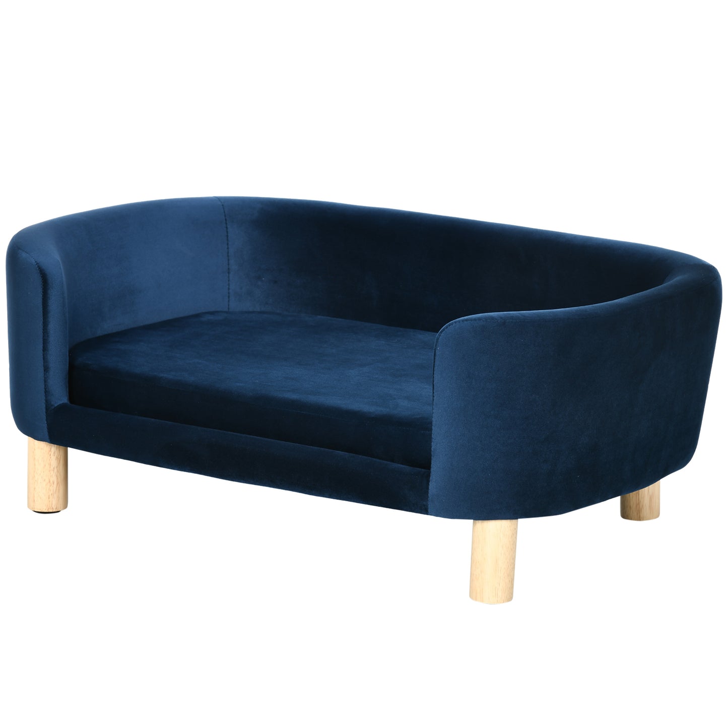 Pawhut Sofá Para Perros Pequeños Con Patas De Madera 86x55x33 Cm Azul_0