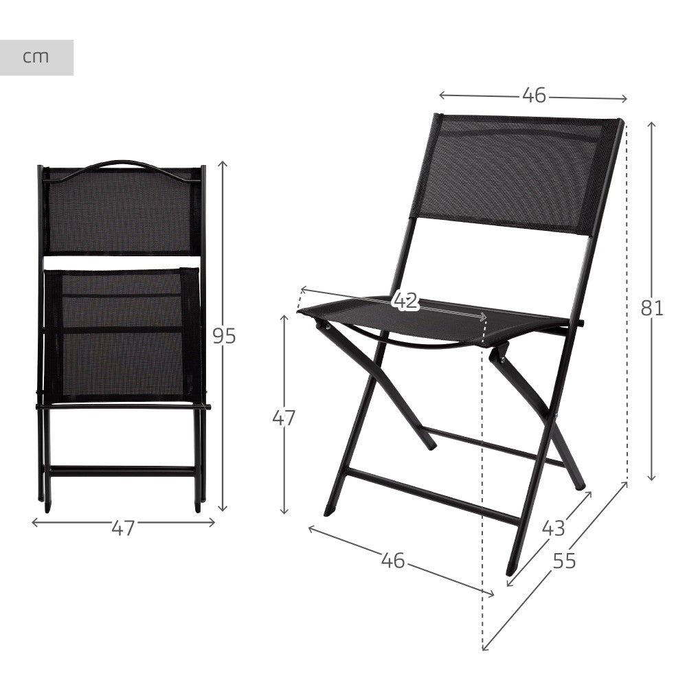 Silla Plegable Jardín Tejido Reforzado Negra Aktive_3