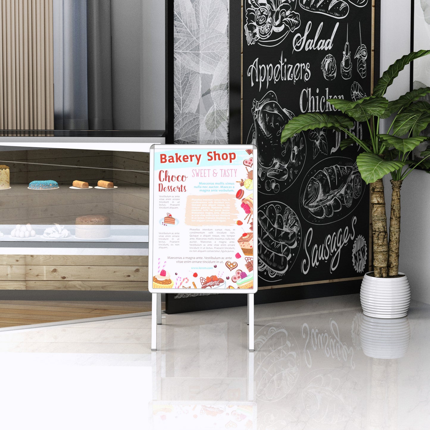 Homcom Panel Publicitario Din A1 Plegable Doble Cara De Aluminio 64x88 Cm_1