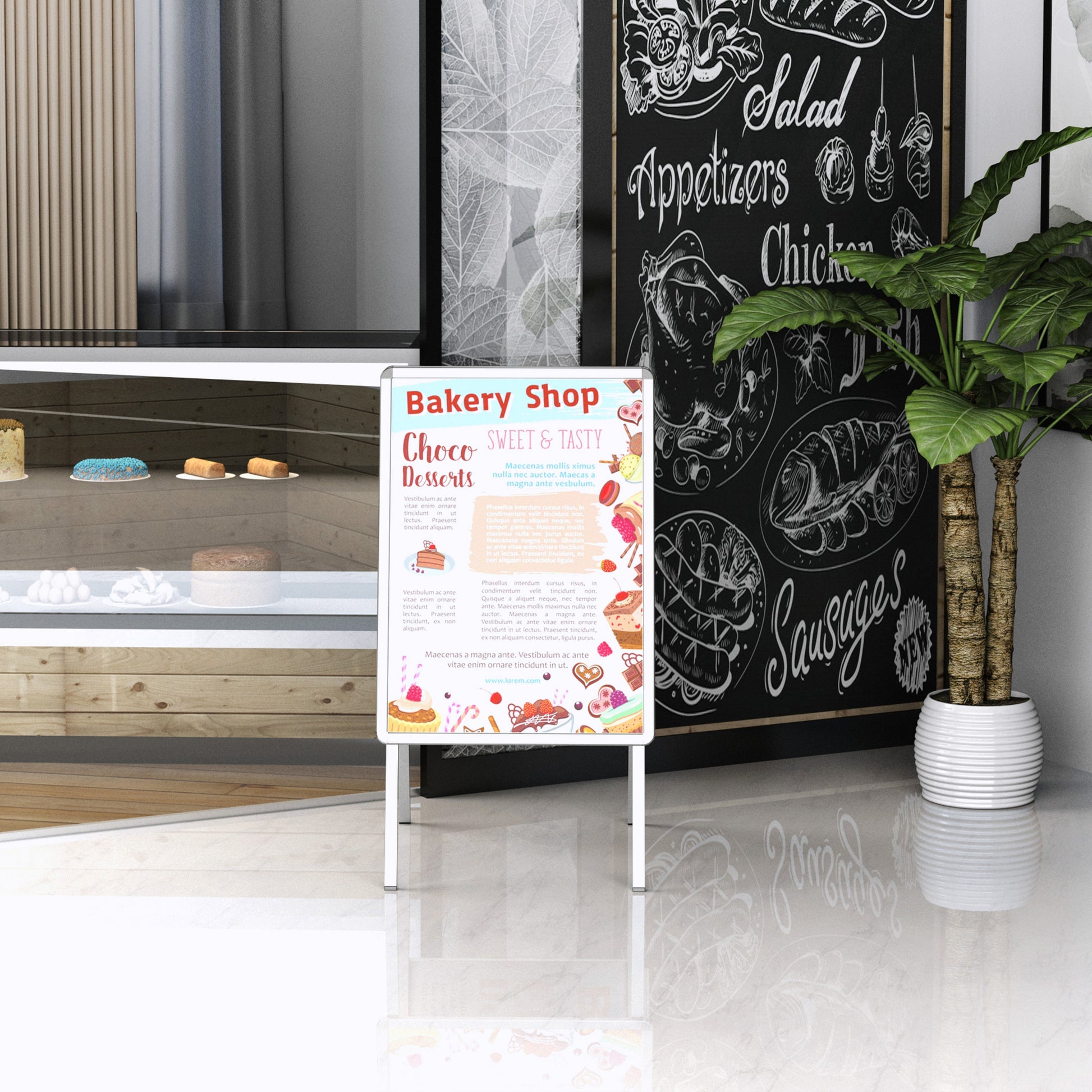 Homcom Panel Publicitario Din A1 Plegable Doble Cara De Aluminio 64x88 Cm_1