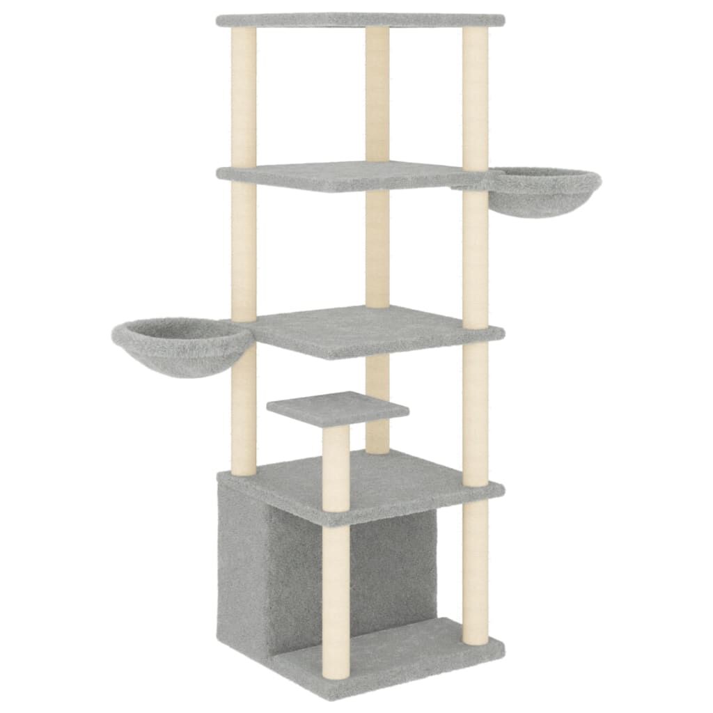 Vidaxl Rascador Para Gatos Con Postes De Sisal Gris Claro 147 Cm_0