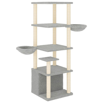 Vidaxl Rascador Para Gatos Con Postes De Sisal Gris Claro 147 Cm_0