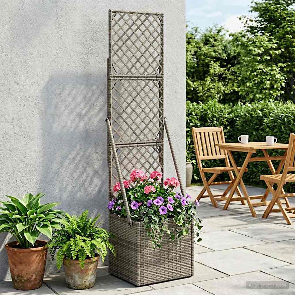 Maceta De Jardín Con Enrejado Gris 35 X 30 X 135 Cm_1