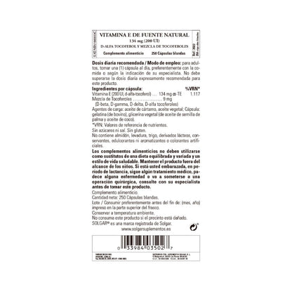Vitamina E 200UI 134mg  50 cápsulas