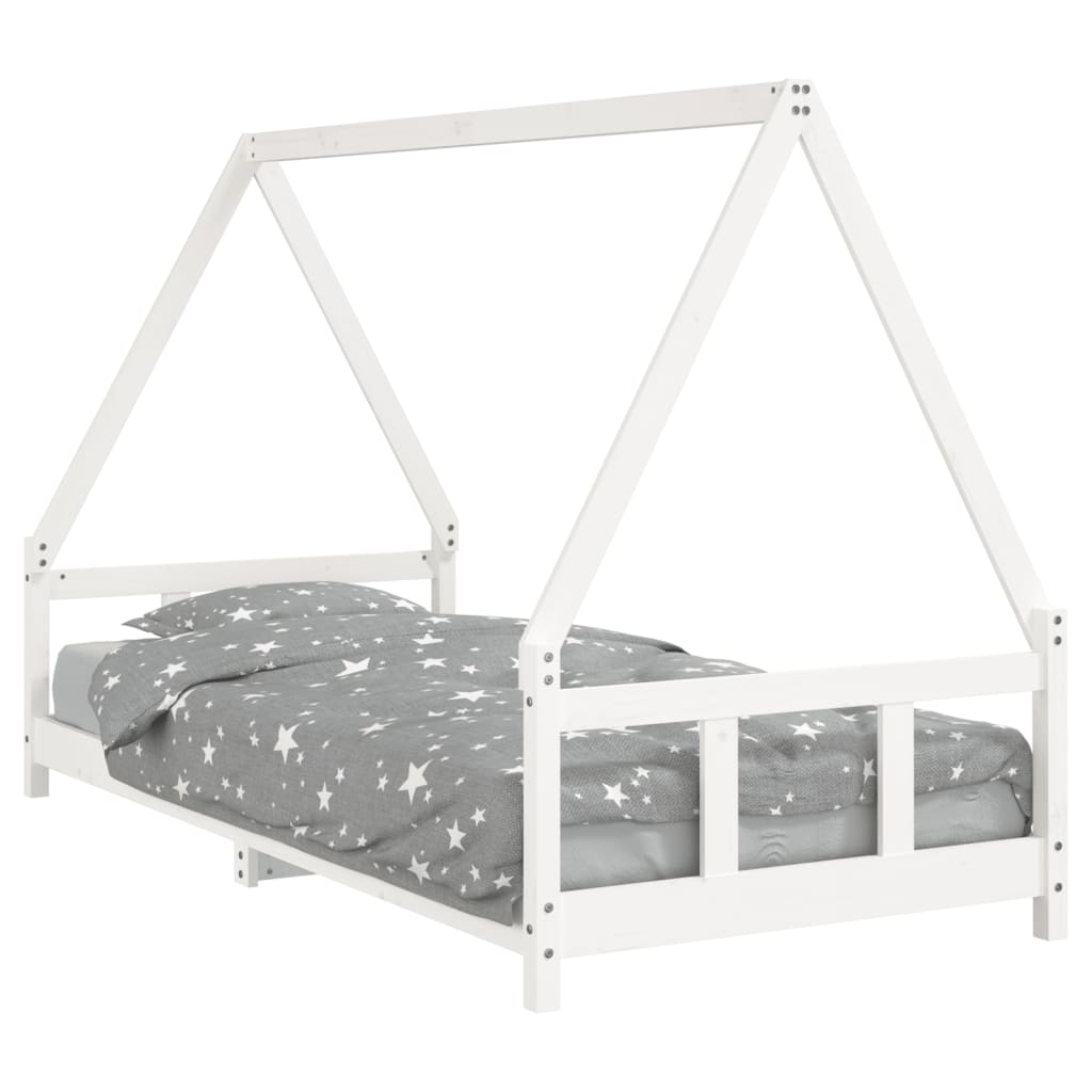 Estructura De Cama Para Niños Madera De Pino Blanco 90x200 Cm / Vetonek_3