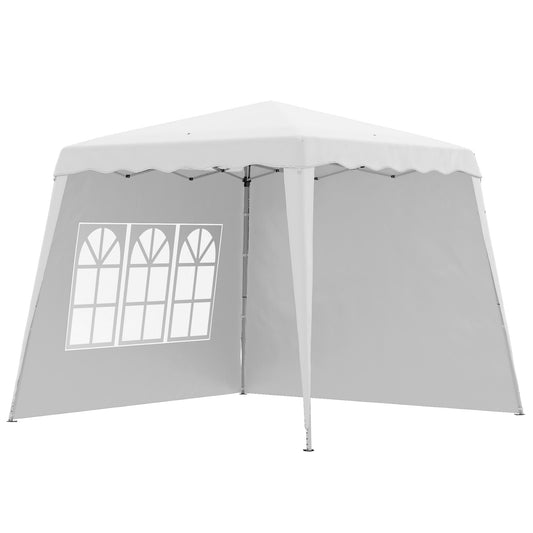 Outsunny Carpa Plegable 2 Paredes Laterales 2,89x2,89 M Altura Ajustable Blanco_0