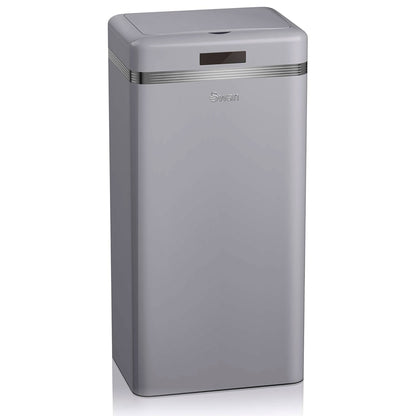 Swan Cubo De Basura Cocina Automático, Sensor De Movimiento, 45l, Metálico, Papelera Reciclaje, Swka4500grneu, Gris_0