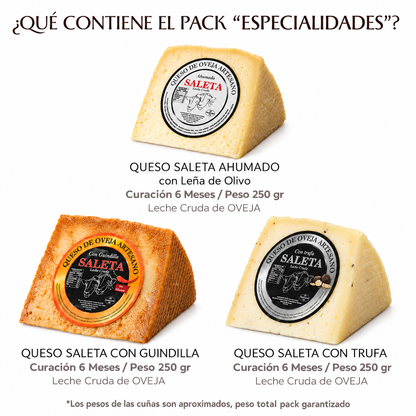 Cesta Quesos Gourmet Regalo | Queso De Oveja | 3 Cuñas De Queso Con Trufa, Con Guindilla Y Ahumado | Surtido De Quesos_1