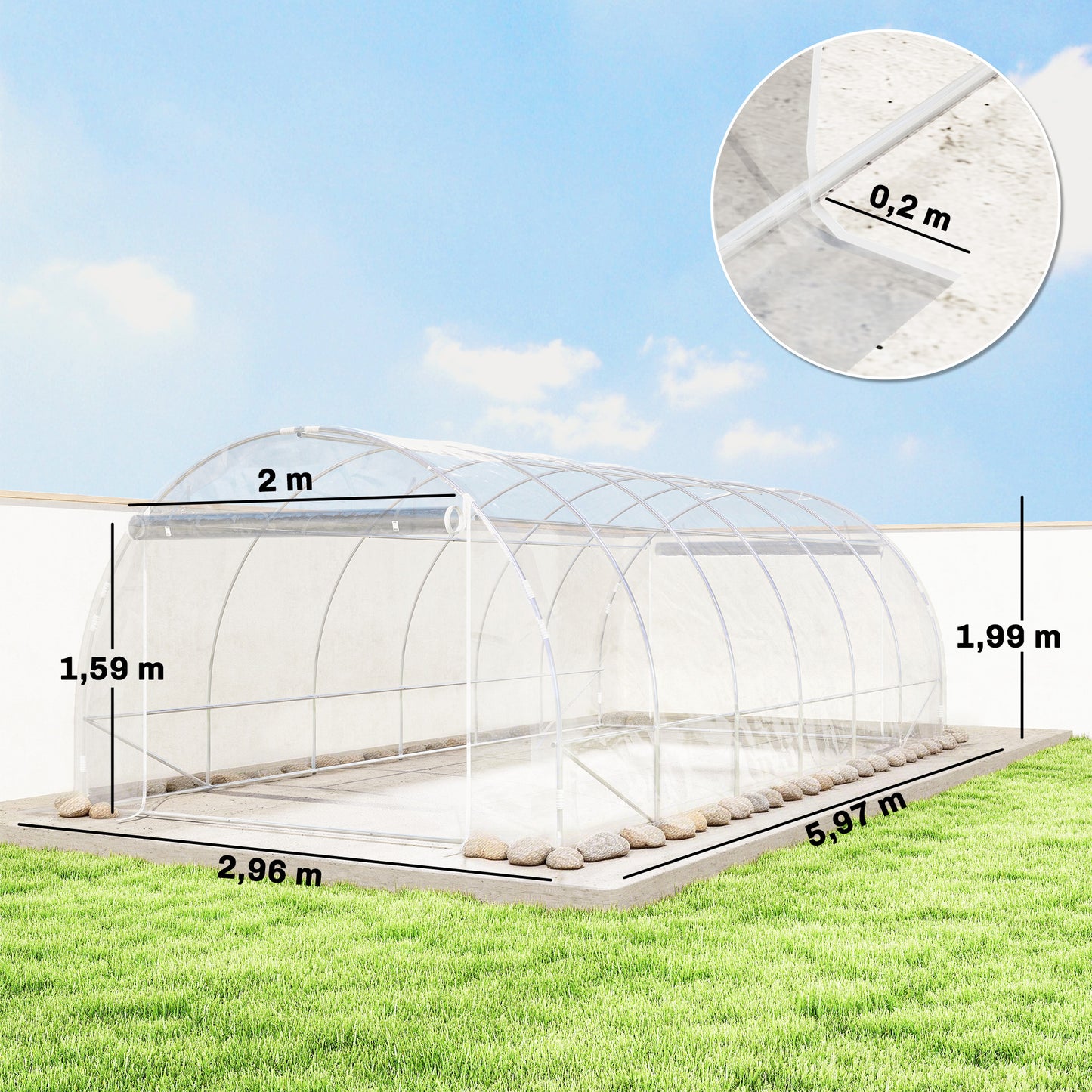 Outsunny Invernadero De Túnel 6x3x2 M Con 2 Puertas Enrollables Transparente_2