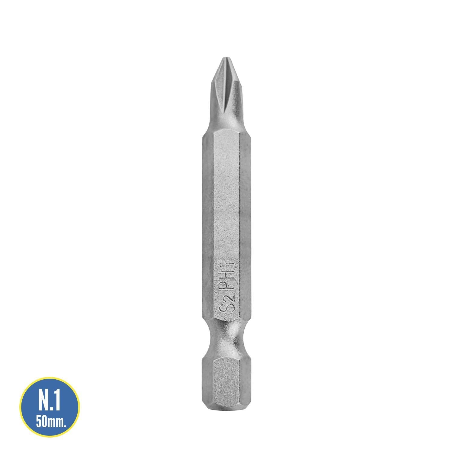 Puntas Largas Destornillador Phillips Nº 1 (20 Piezas). Acero S2 Al Cromo Vanadio. Puntas Hexagonales, Destorpuntas,_1