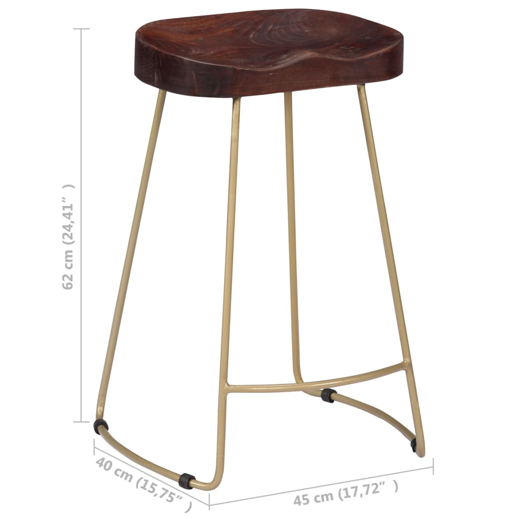 Taburetes De Cocina Gavin 2 Unidades Madera Maciza De Mango_5