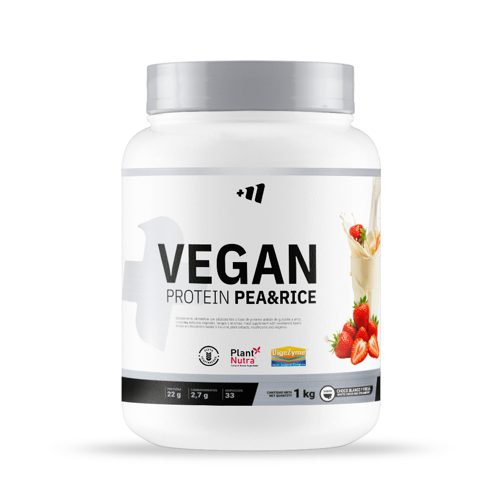 Vegan Protein Pea & Rice (guisante Y Arroz) - 1kg - Chocolate Blanco Con Fresa - Proteína Vegana - Masmusculo_0