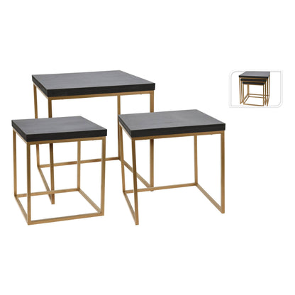 Well Home Juego De 3 Bancos En Madera Y Metal Color Negro