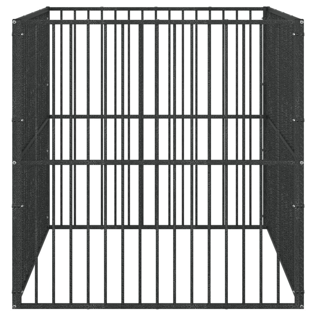 Vidaxl Corralito Para Perros Con 4 Paneles Acero Galvanizado Negro_4