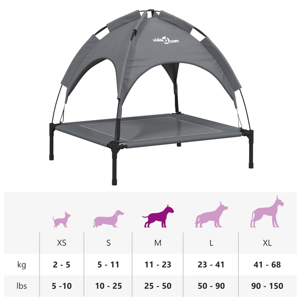 Cama Para Perros Con Dosel Antracita Tela Oxford Y Acero / Vetonek_2