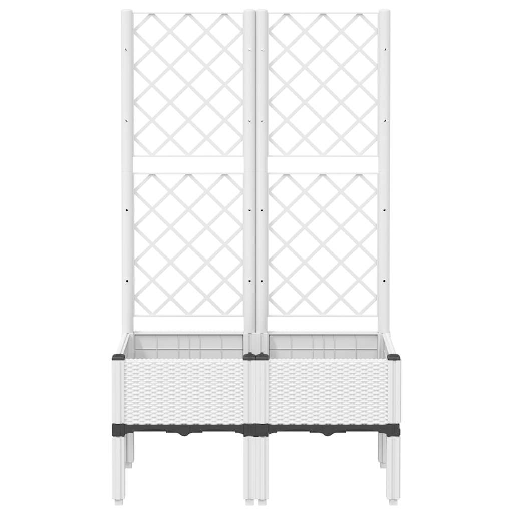 Jardinera Con Enrejado Pp Blanco 80x40x142 Cm_2