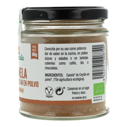 Canela de Ceylan en polvo Bio Vegetalia 80 g