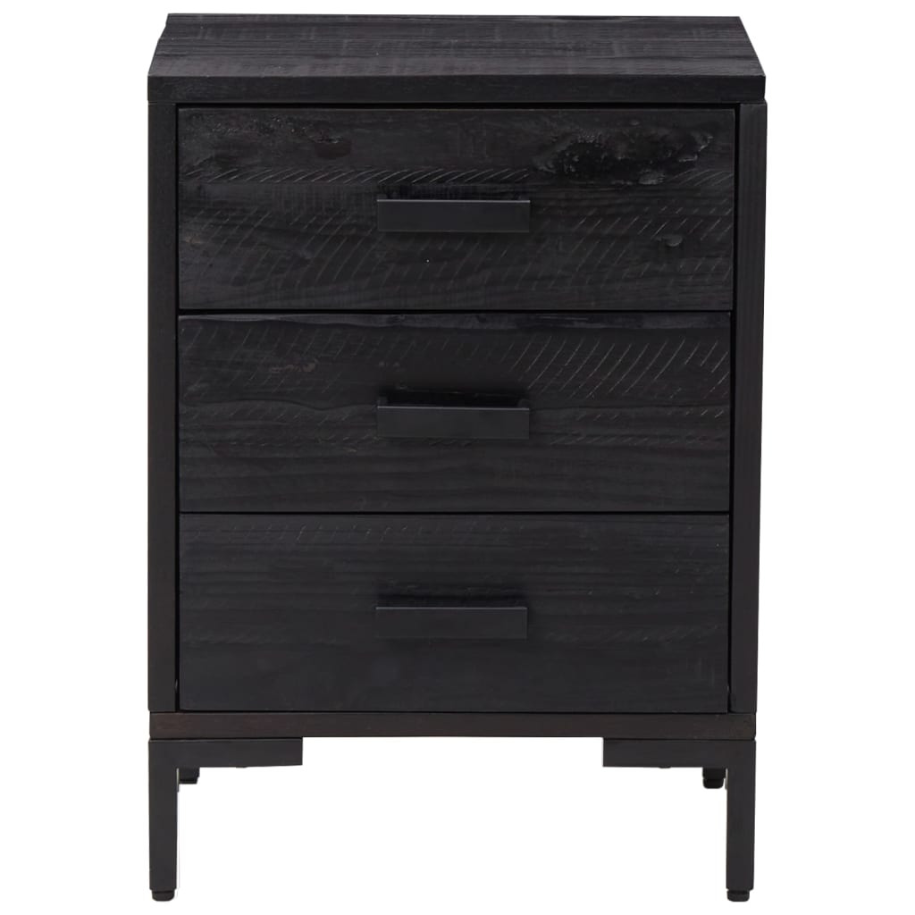 Mesitas De Noche 2 Uds Madera Maciza De Pino Negro 40x30x55 Cm_3