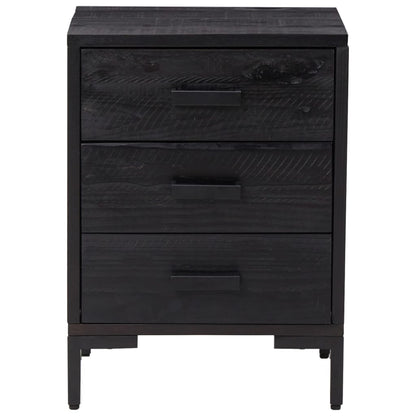 Mesitas De Noche 2 Uds Madera Maciza De Pino Negro 40x30x55 Cm_3