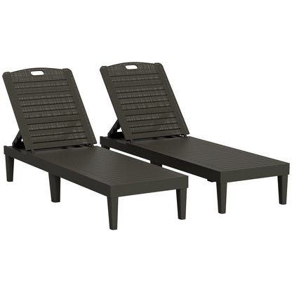 Outsunny Pack De 2 Tumbonas De Jardín Exterior Respaldo Ajustable Negro_0