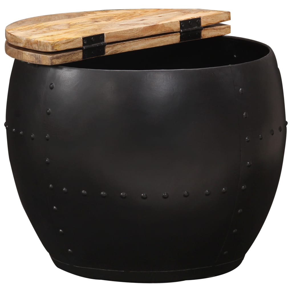 Mesa De Centro Redonda De Madera Maciza De Mango 53x43 Cm_1