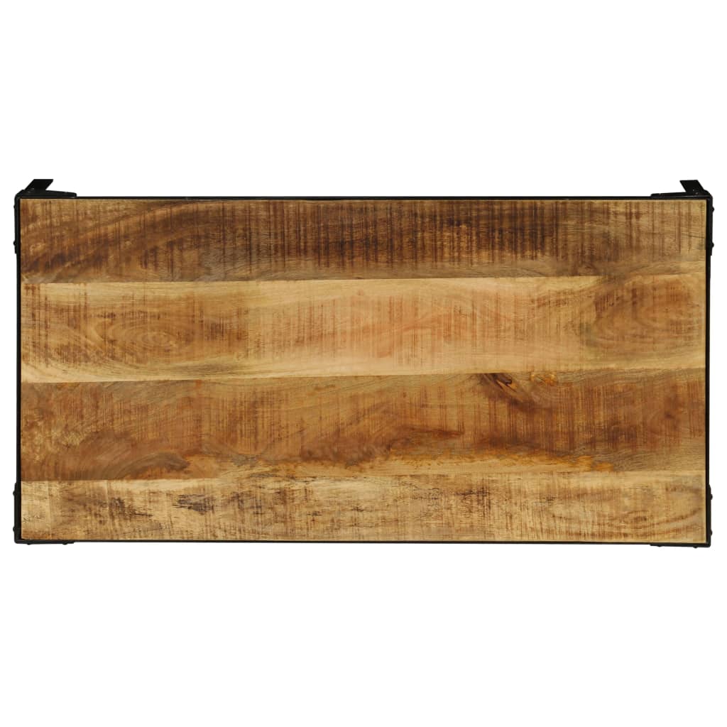 Mesa De Centro De Madera Maciza De Mango Rugosa Y Acero 110 Cm_3