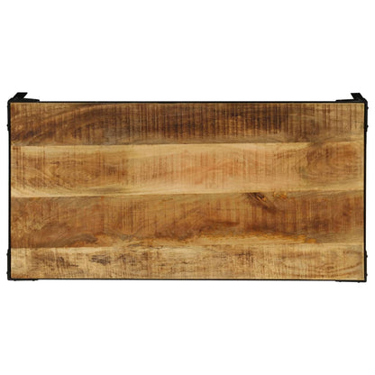 Mesa De Centro De Madera Maciza De Mango Rugosa Y Acero 110 Cm_3