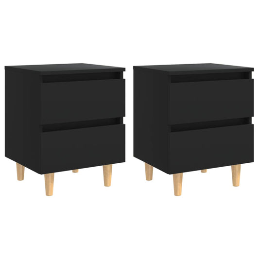Mesitas De Noche 2 Uds Con Patas Madera Pino Negro 40x35x50 Cm_0