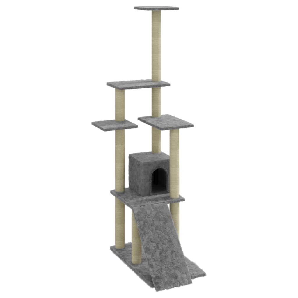Vidaxl Rascador Para Gatos Con Postes De Sisal Gris Claro 155 Cm_0