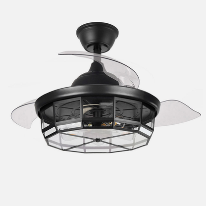 Ventilador Dc Tornado Negro 5xe27 107d 3aspas Desplegables 6velocidades C/remoto Y Temporizador_2
