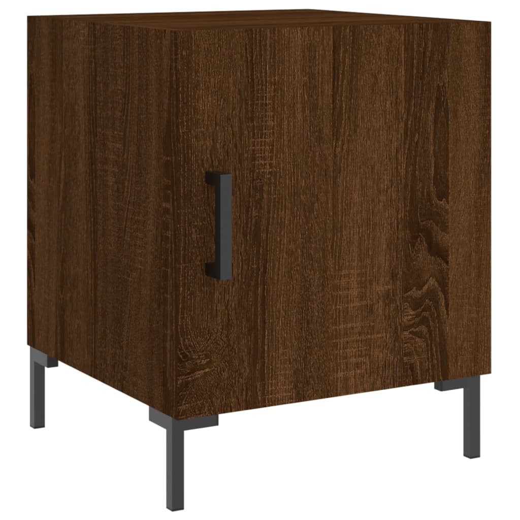 Mesita De Noche Madera De Ingeniería Marrón Roble 40x40x50 Cm_0