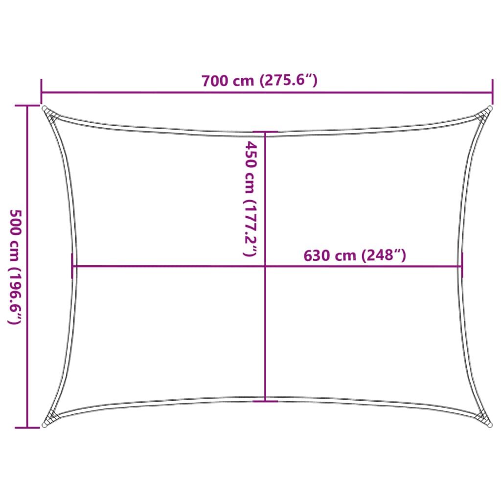 Vidaxl Toldo De Vela Hdpe Marrón 160 G/m² 5x7 M_2
