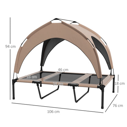 Pawhut Cama Para Perros Elevada Con Toldo Bolsa De Transporte 106x76x94 Cm Café_2