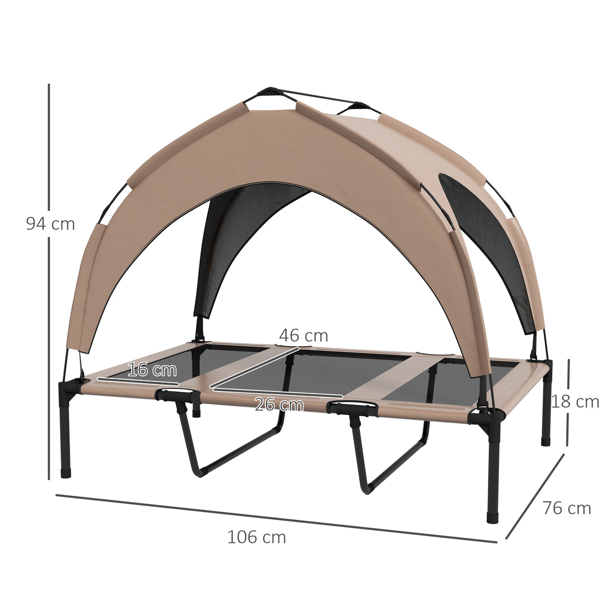 Pawhut Cama Para Perros Elevada Con Toldo Bolsa De Transporte 106x76x94 Cm Café_2