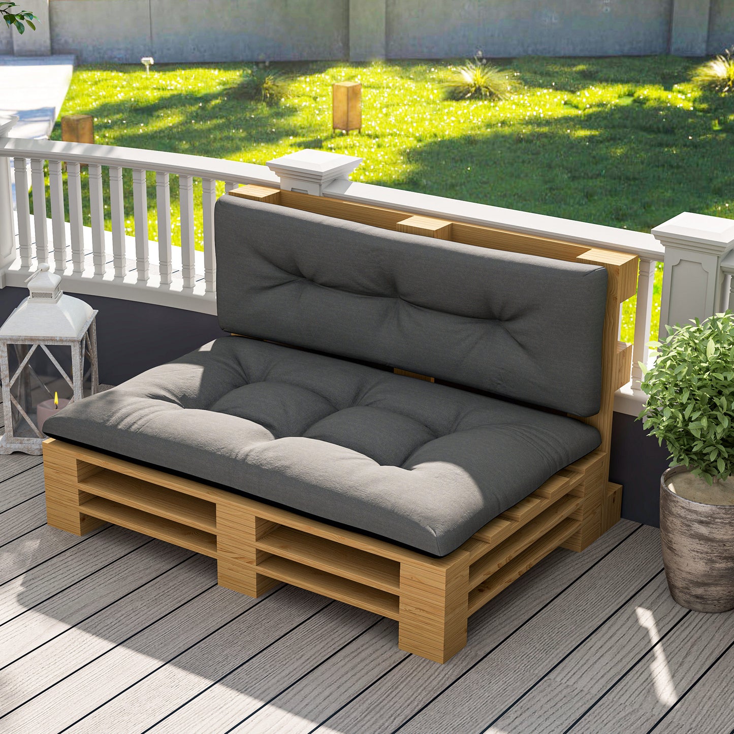 Outsunny Cojines Para Palets 2-piezas Set De Tela Resistente Impermeable Gris_1