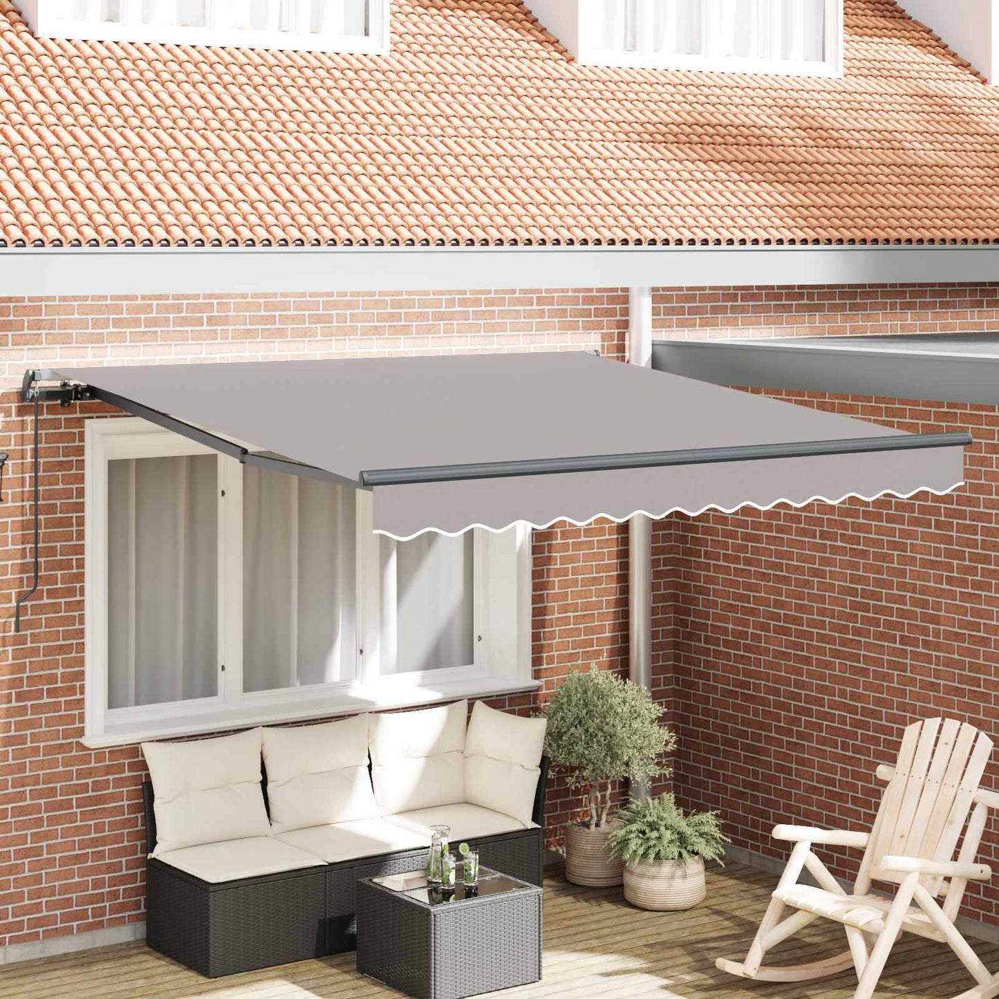 Toldo Retráctil Gris Claro 350 X 250 Cm Poliéster Y Aluminio_1