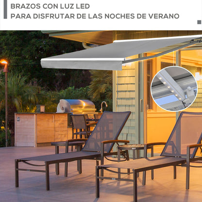 Outsunny Toldo Retráctil Con Mando A Distancia Manivela Luces Led Exterior_4