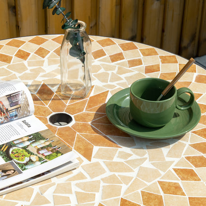 Outsunny Mesa Redonda De Jardín Mosaico Cerámica Patio Terraza Exterior Ø76x75cm_3