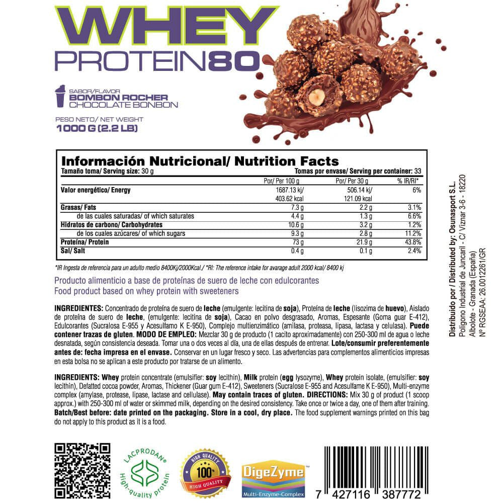 Whey Protein80 - 1kg - Bombón Rocher - Aumenta La Masa Muscular - Masmusculo_4