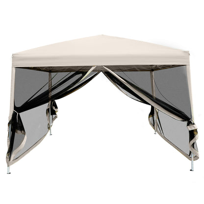 Outsunny Carpa Plegable 3x3 Exterior Con Mosquiteras Y Bolsa De Transporte Beige_0