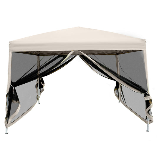 Outsunny Carpa Plegable 3x3 Exterior Con Mosquiteras Y Bolsa De Transporte Beige_0