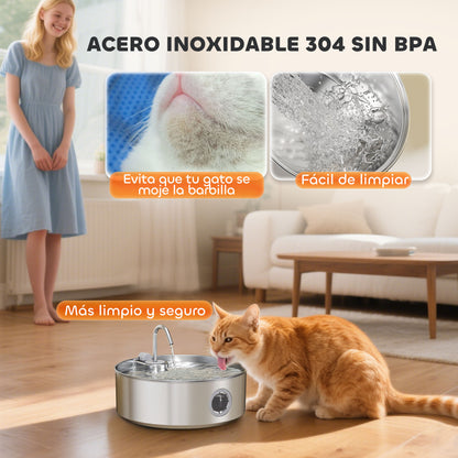 Pawhut Fuente Para Gatos De Acero Inoxidable 7l Silencioso Con Sistema De Filtro_3