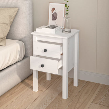 Mesitas De Noche 2 Uds Madera Maciza Pino Blanco 40x35x61,5 Cm_1