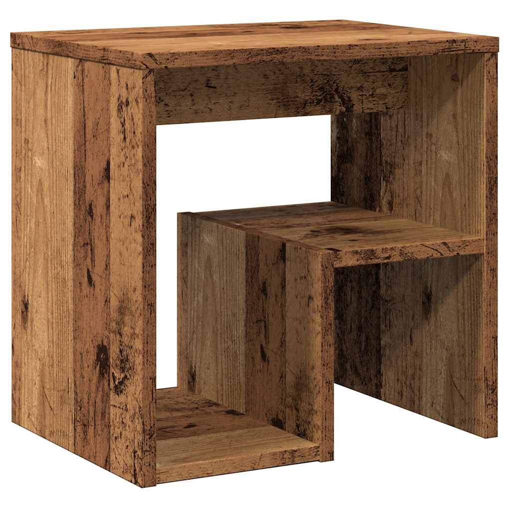 Mesita De Noche Madera De Ingeniería Envejecida 40x30x40 Cm_0