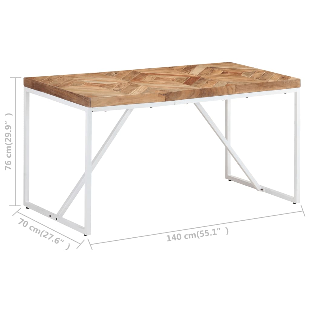 Mesa De Comedor De Madera Maciza De Mango Y Acacia 140x70x76 Cm_4