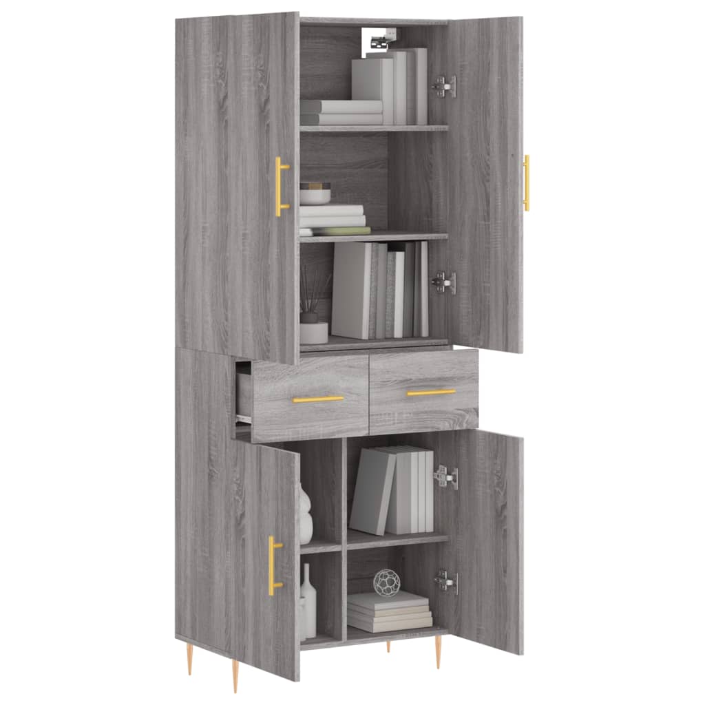 Aparador Alto Madera Contrachapada Gris Sonoma 69,5x34x180 Cm_2