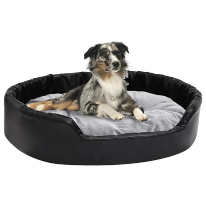 Vidaxl Cama Para Perros Felpa Y Cuero Sintético Negro Gris 90x79x20 Cm_1