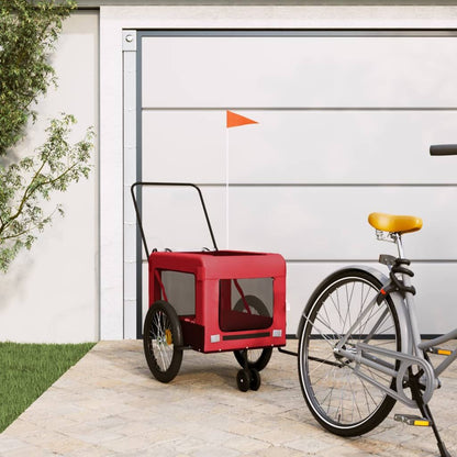 Vidaxl Remolque De Bicicleta Mascotas Hierro Tela Oxford Rojo Negro_1